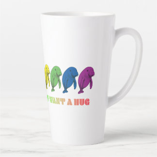 Caneca De Café Latte LGBTQIA+ Manatees só quer um abraço