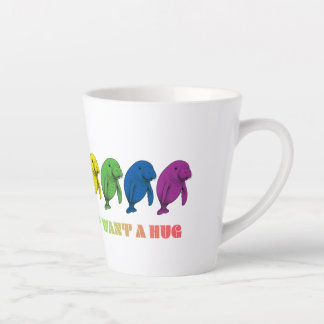 Caneca De Café Latte LGBTQIA+ Manatees só quer um abraço