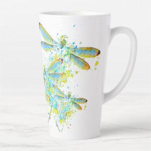 Caneca De Café Latte Libélula Azul-Verde respingada