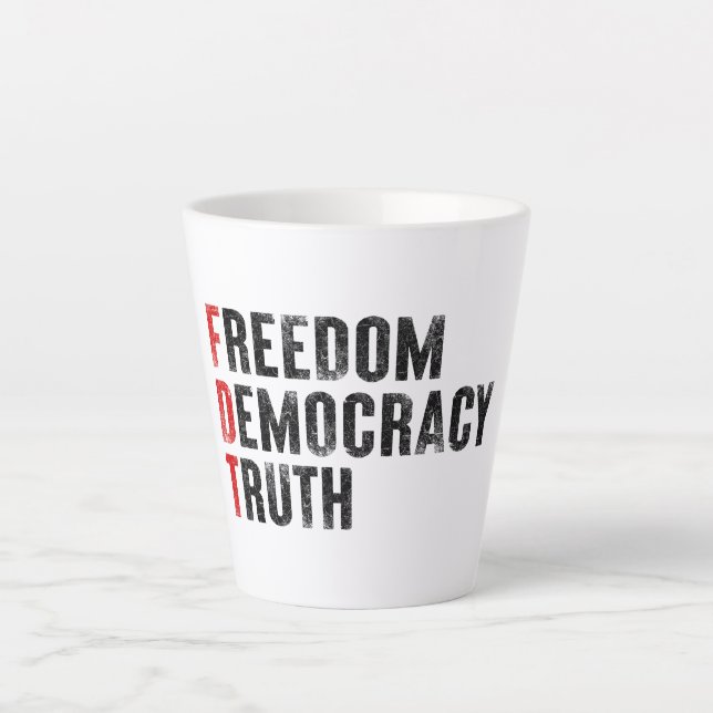Caneca De Café Latte Liberdade Democracia Verdade (Frente)