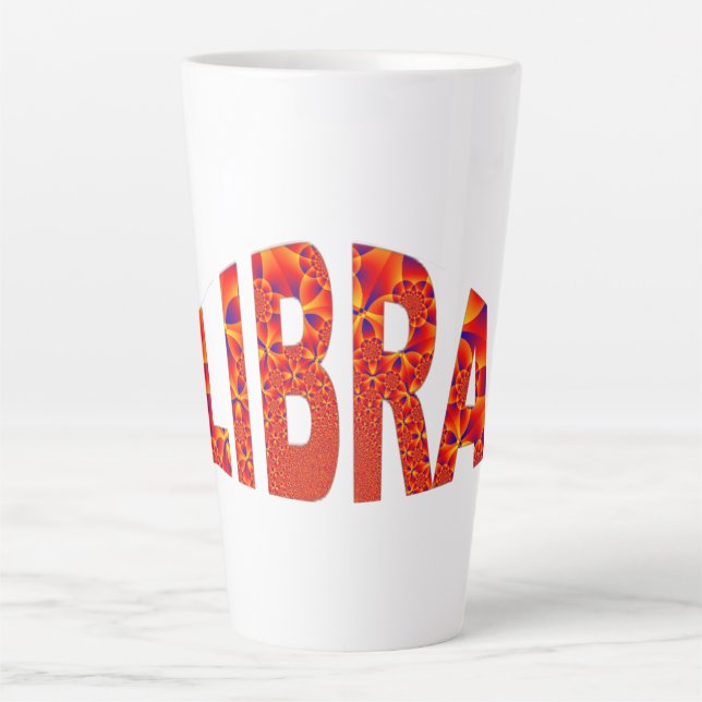 Caneca De Café Latte Libra - Amarelo Laranja Fogo Azul (Frente)
