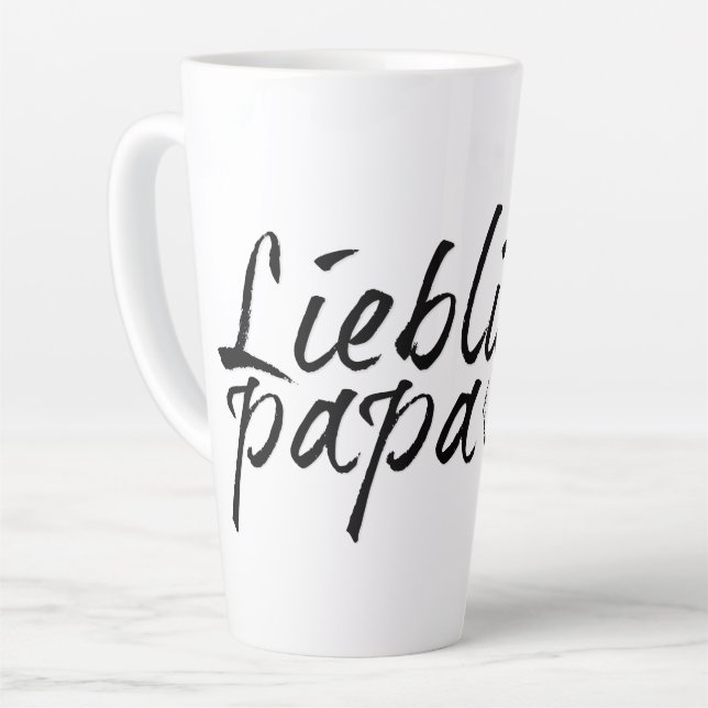 Caneca De Café Latte Lieblingspapa - Schwarzer Schriftzug 00001 (Ângulo esquerdo)