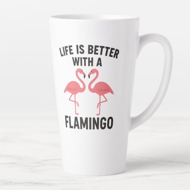 Caneca De Café Latte life is better with flamingo (Direita)