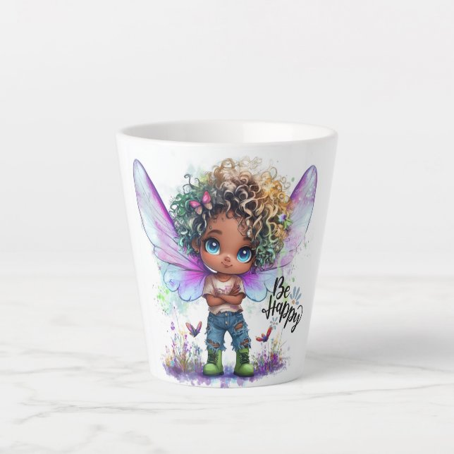 Caneca De Café Latte Lil' Fairy Be Happy Latte Mug (Frente)