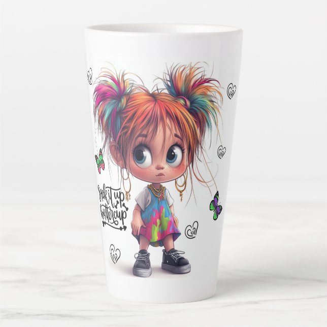 Caneca De Café Latte Lil Quirky Girl Butterglass Latg (Frente)