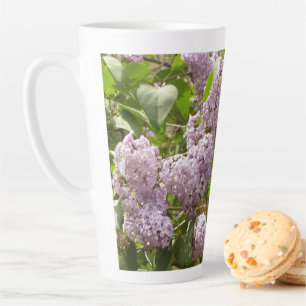 Caneca De Café Latte Lilac Bush Lindas Flores de primavera Roxas