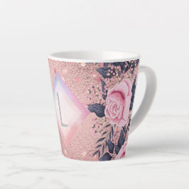 Caneca De Café Latte Lilibet Monographic Rosegold Floral ajustado para 
