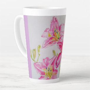 Caneca De Café Latte Lilium Floral Lilium, Flor, Rosa, Aquarela, Arco