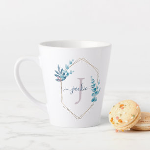 Caneca De Café Latte Lilycor Eucalyptus enquadrado em monograma