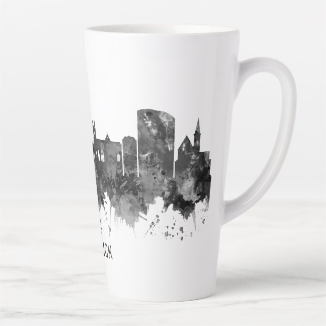 Caneca De Café Latte Limerick Ireland Skyline BW (Direita)