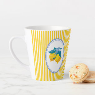 Caneca De Café Latte Limões Amarelos de Amalfi Estilo Mediterrâneo