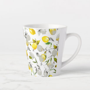 Caneca De Café Latte Limões de aquarela 21