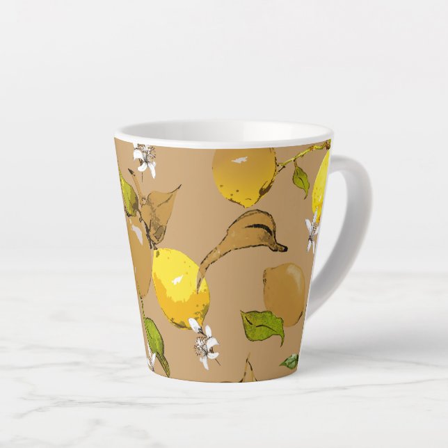 Caneca De Café Latte Limões de aquarela 33 (Ângulo direito)