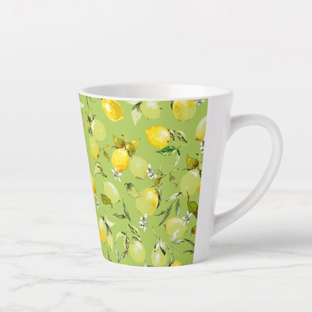 Caneca De Café Latte Limões de aquarelas 22 (Direita)