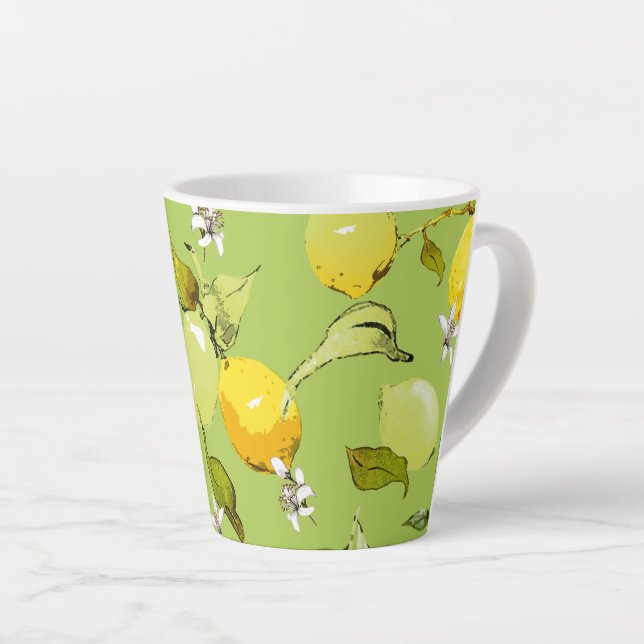Caneca De Café Latte Limões de aquarelas 23 (Ângulo direito)