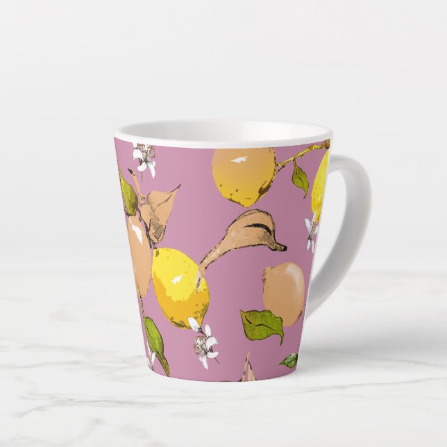 Caneca De Café Latte Limões de aquarelas 24 (Ângulo direito)