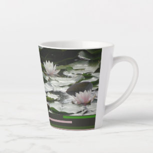 Caneca De Café Latte Linda água-lírios-rosa Design Lata
