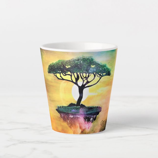 Caneca De Café Latte Linda Árvore Acácia da África (Frente)