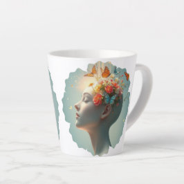 Caneca De Café Latte Linda Cérebro Bloomia Diferente Dama De Café