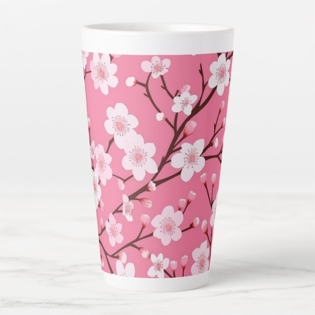 Caneca De Café Latte Linda cereja floresce (Frente)