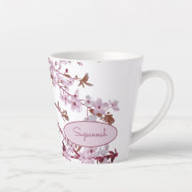 Linda cerejeira cor-de-rosa com flores personaliza