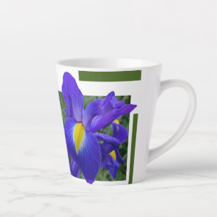 Caneca De Café Latte Linda Design de Íris azul