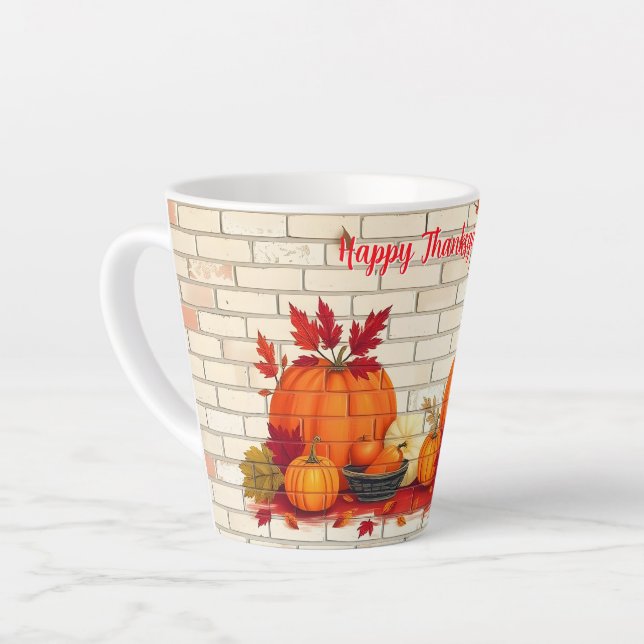 Caneca De Café Latte Linda e moderna festa de Ação de Graças (Ângulo esquerdo)