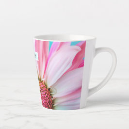 Caneca De Café Latte Linda Flor Rosa Fechar Foto