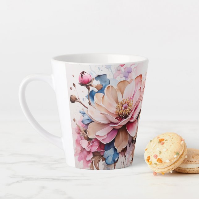Caneca De Café Latte Linda floral Latte Mug (In Situ)