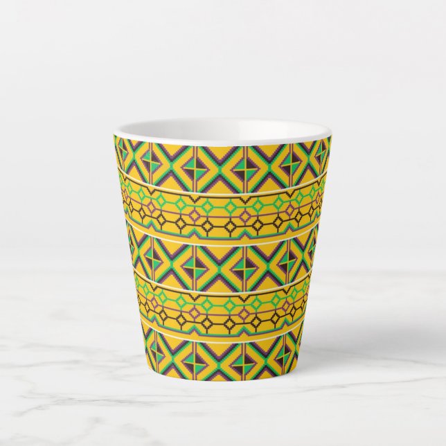 Caneca De Café Latte Linda Kente Gana - Impressão étnica africana (Frente)