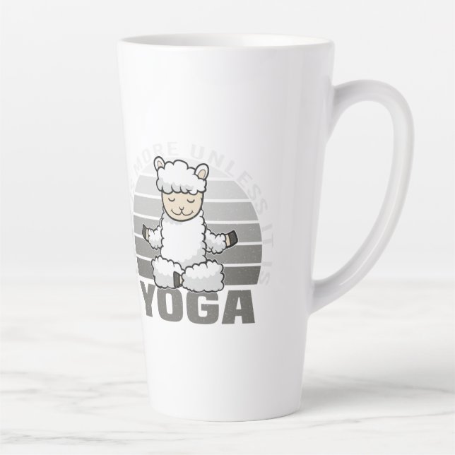 Caneca De Café Latte Linda lama engraçada fazendo ioga. poses engraçada (Direita)