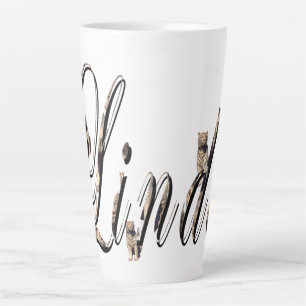 Caneca De Café Latte "Linda" Nome Feito Com Tigres Brancos,