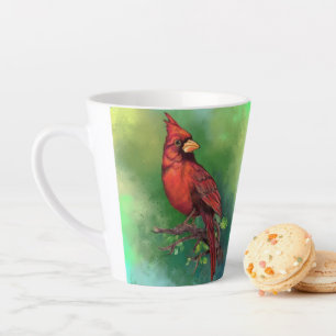 Caneca De Café Latte Linda pintura de pássaro vermelho Norte