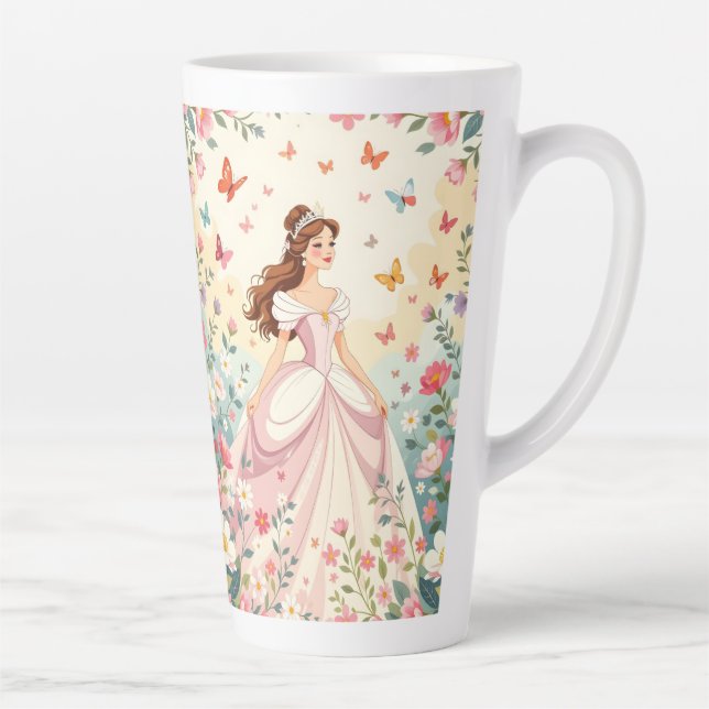 Caneca De Café Latte Linda princesa com borboletas (Direita)