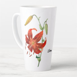 Caneca De Café Latte Linda Tigre Vermelho Lily Floral Coffee Mug