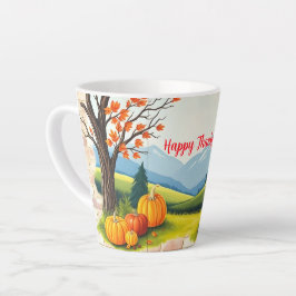 Caneca De Café Latte Linda Trendência Feliz Queda de Ação de Graças