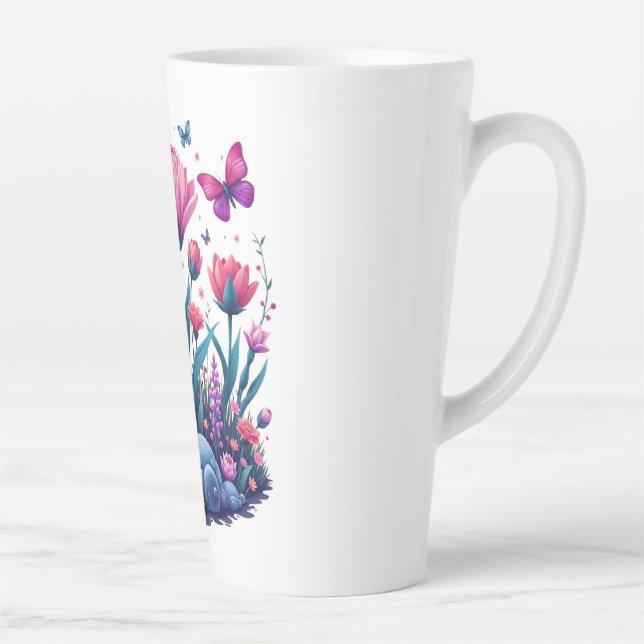 Caneca De Café Latte Lindas Flores Mugs (Direita)