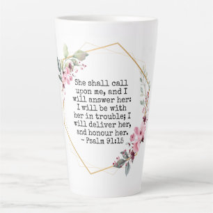 Caneca De Café Latte Lindas flores Salm 91 Latte Mug