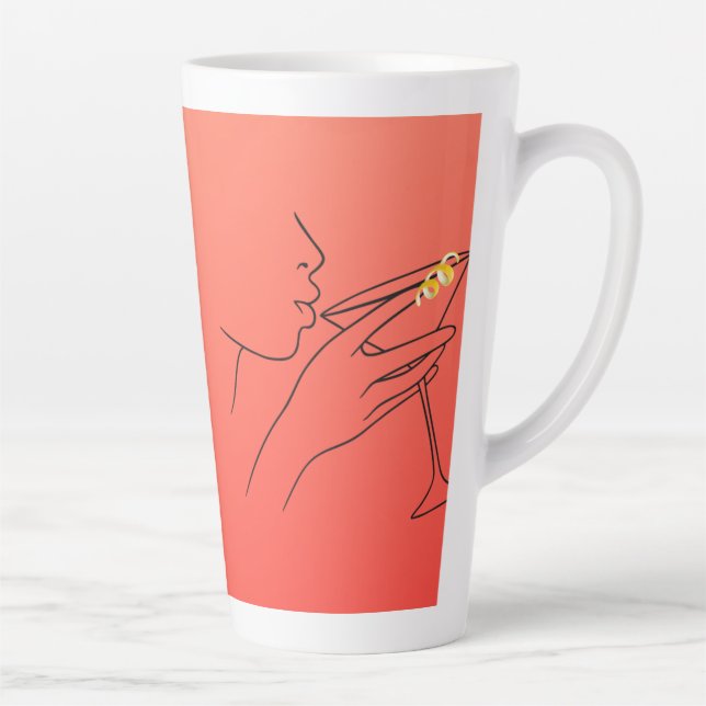Caneca De Café Latte Lindas Linhas Cosmopolitas Latte Mug (Direita)