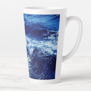 Caneca De Café Latte Lindas ondas do oceano azul