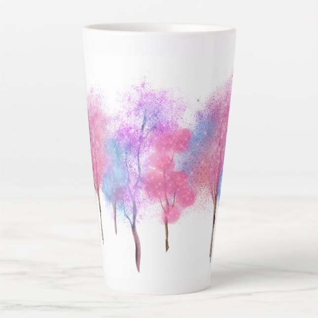 Caneca De Café Latte Lindas Pastel Trees (Frente)