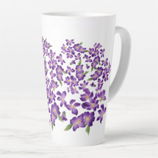 Caneca De Café Latte Lindas Violetas, Roxo Vintage Latte Mug