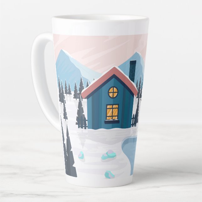 Caneca De Café Latte Lindo cenário de neve (Ângulo esquerdo)