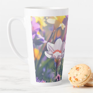 Caneca De Café Latte Lindo Daffodil Flower Latte Mug.