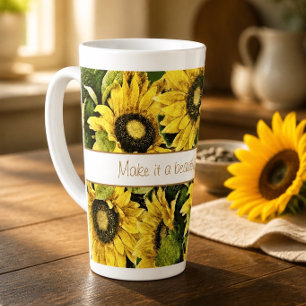 Caneca De Café Latte Lindo Dia de Girassol Latte Mug