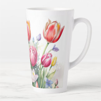 Caneca De Café Latte Lindo Tulipa Flor Latino