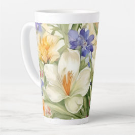 Caneca De Café Latte Lindos Crocos Brancos, С Aromáticas Flores de prim