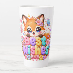 Caneca De Café Latte Lindos Desejos Kawaii Melhor Raposa Nome Flora Ros