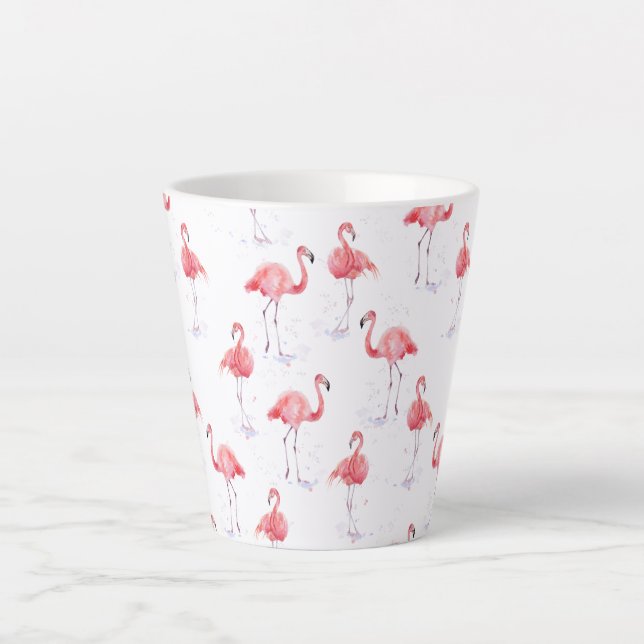 Caneca De Café Latte Lindos flamingos cor-de-rosa (Frente)
