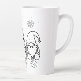 Caneca De Café Latte Lindos Gnomos de Natal Design de Feriado.